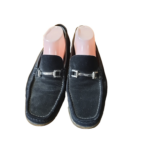 Salvatore Ferragamo Pasquale Mens‎ Horsebit Moccasin Loafer Black Suede 9EE $680 main image 5